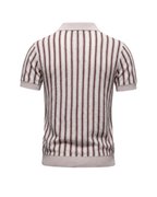 Gebreid poloshirt heren met strepen en korte mouwen 6