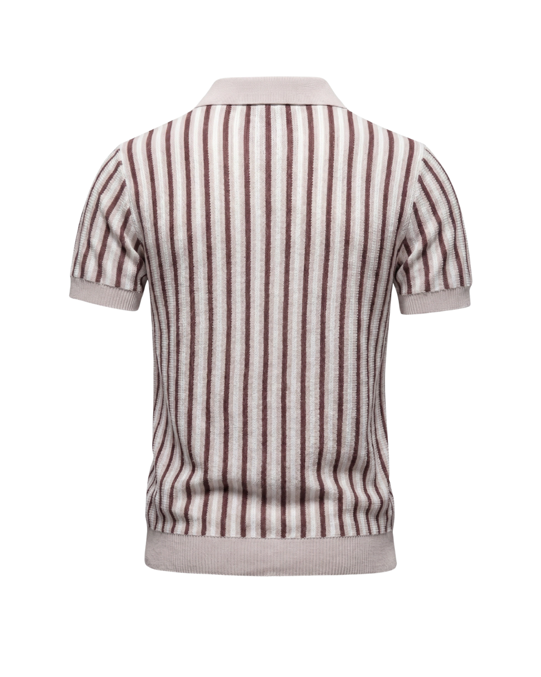 Gebreid poloshirt heren met strepen en korte mouwen 6