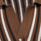 Gebreid poloshirt heren met strepen en korte mouwen 8