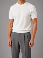 Gebreid t-shirt heren met ronde hals en korte mouwen 2