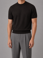 Gebreid t-shirt heren met ronde hals en korte mouwen 3