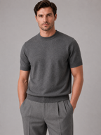 Gebreid t-shirt heren met ronde hals en korte mouwen 4