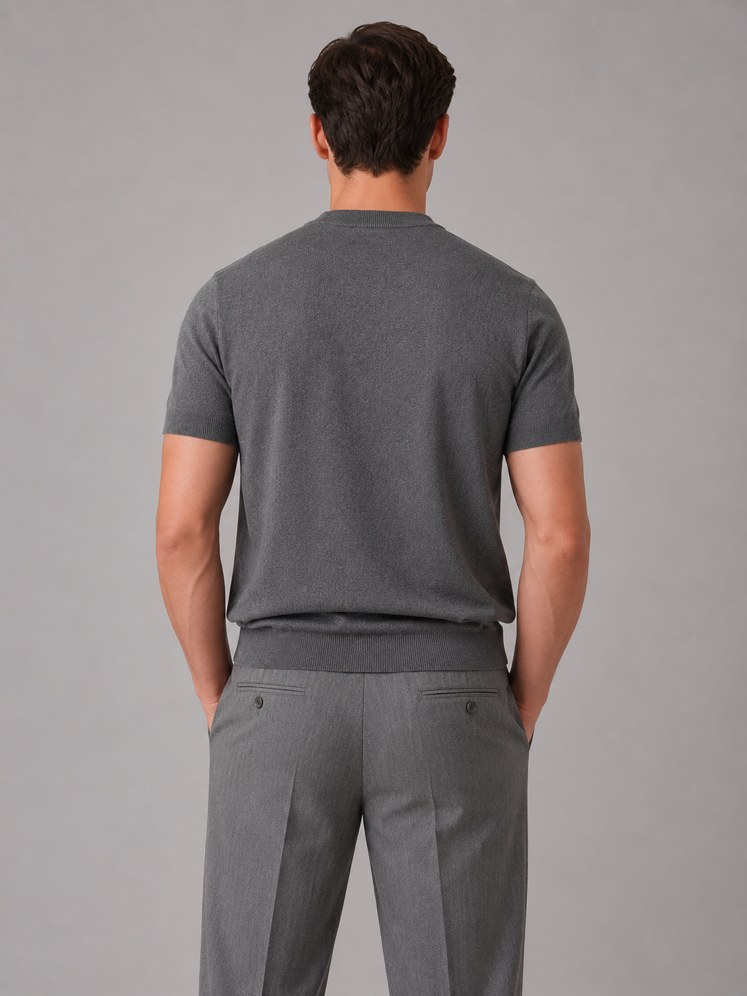 Gebreid t-shirt heren met ronde hals en korte mouwen 5