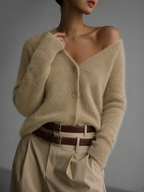 Gebreid vest dames oversized met knoopsluiting 1