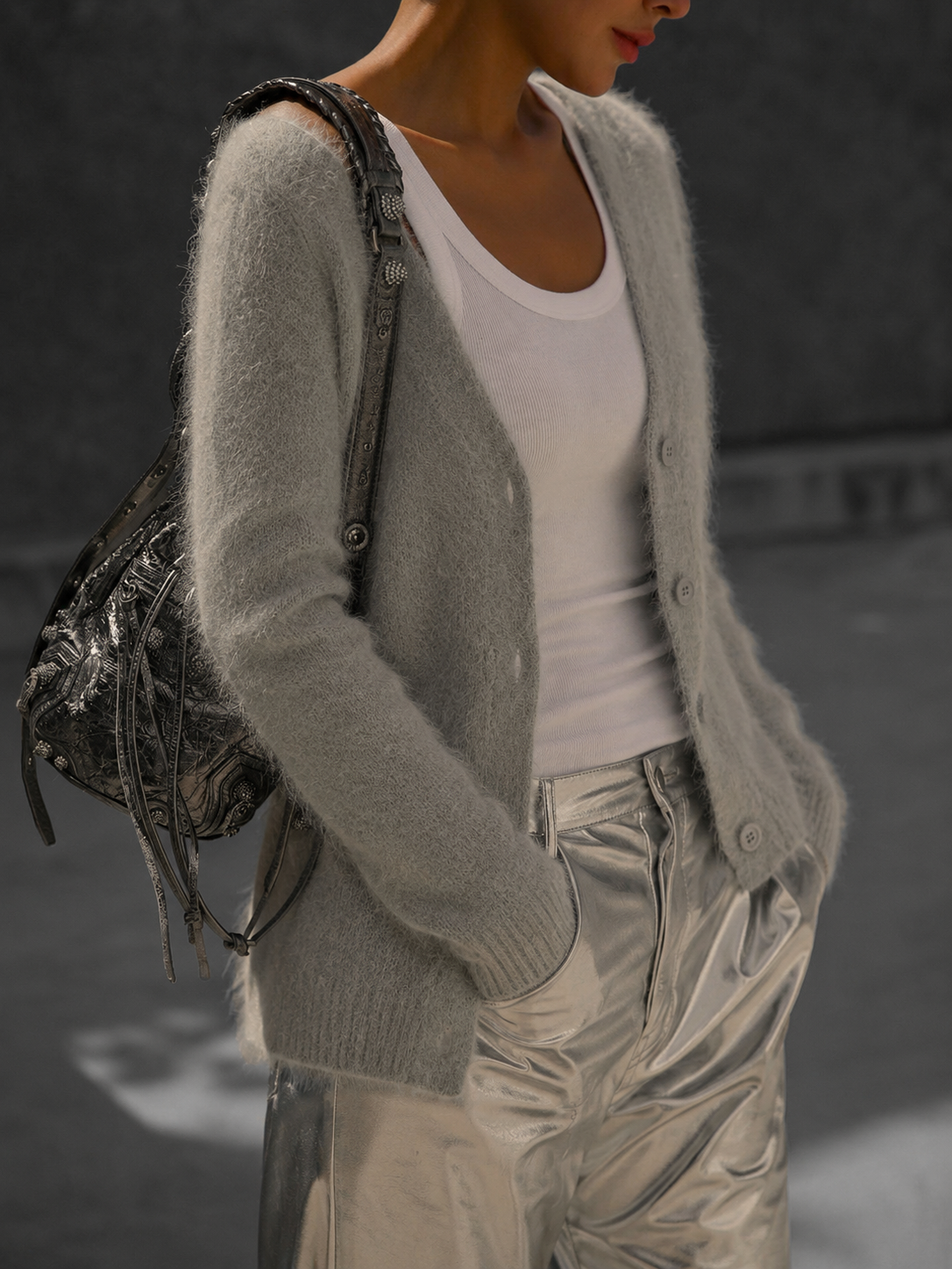 Gebreid vest dames oversized met knoopsluiting 2