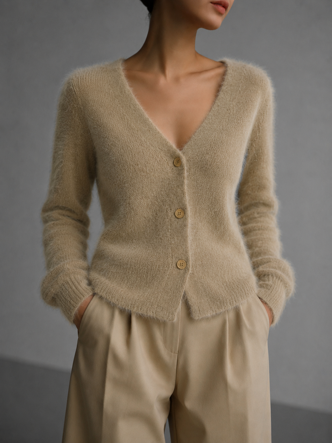Gebreid vest dames oversized met knoopsluiting 4