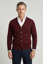 Gebreid vest heren met V-hals en knoopsluiting 1