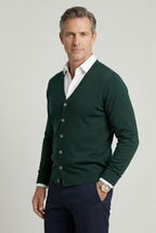 Gebreid vest heren met V-hals en knoopsluiting 3