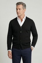 Gebreid vest heren met V-hals en knoopsluiting 5