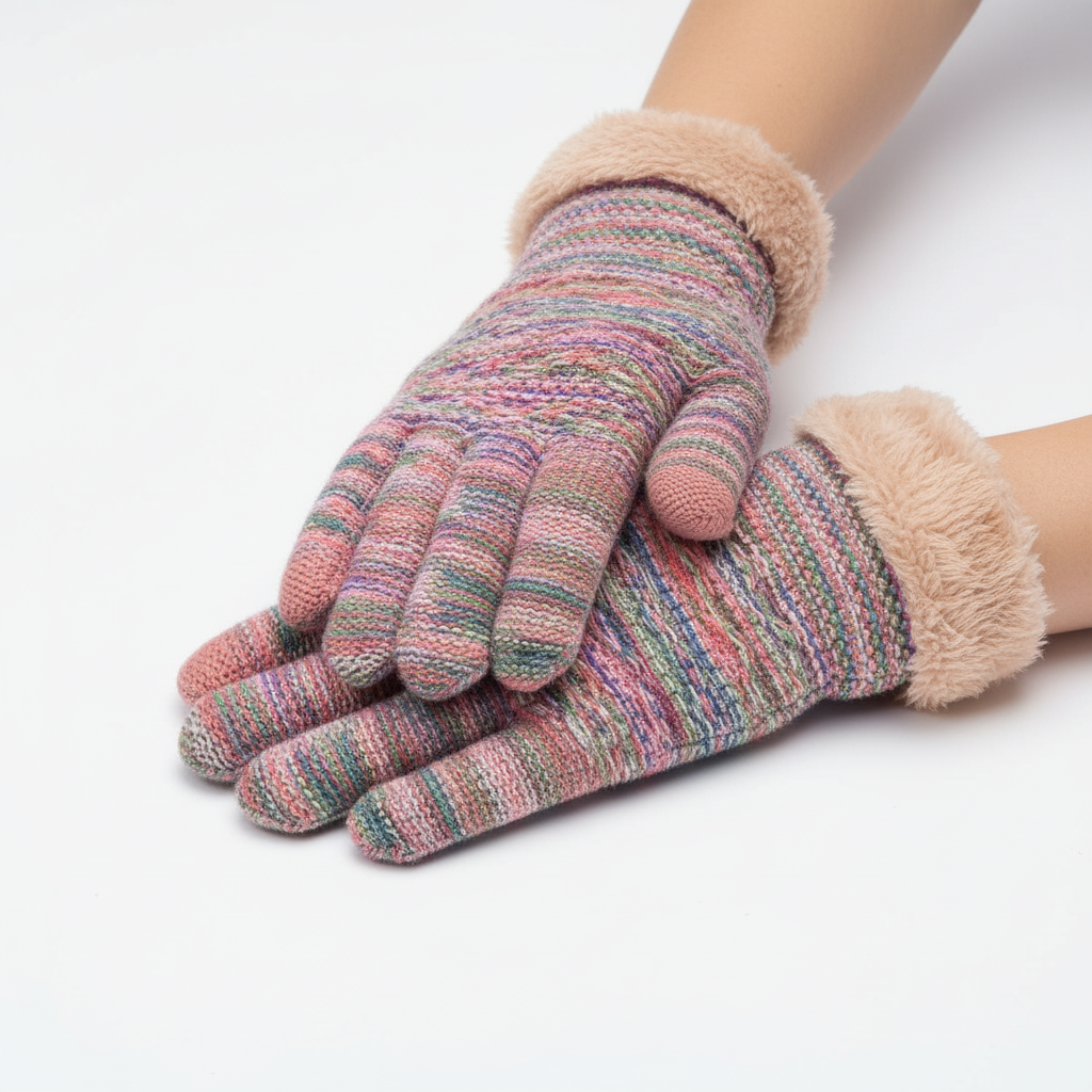 Gebreide handschoenen dames met touchscreen en kabelpatroon 10