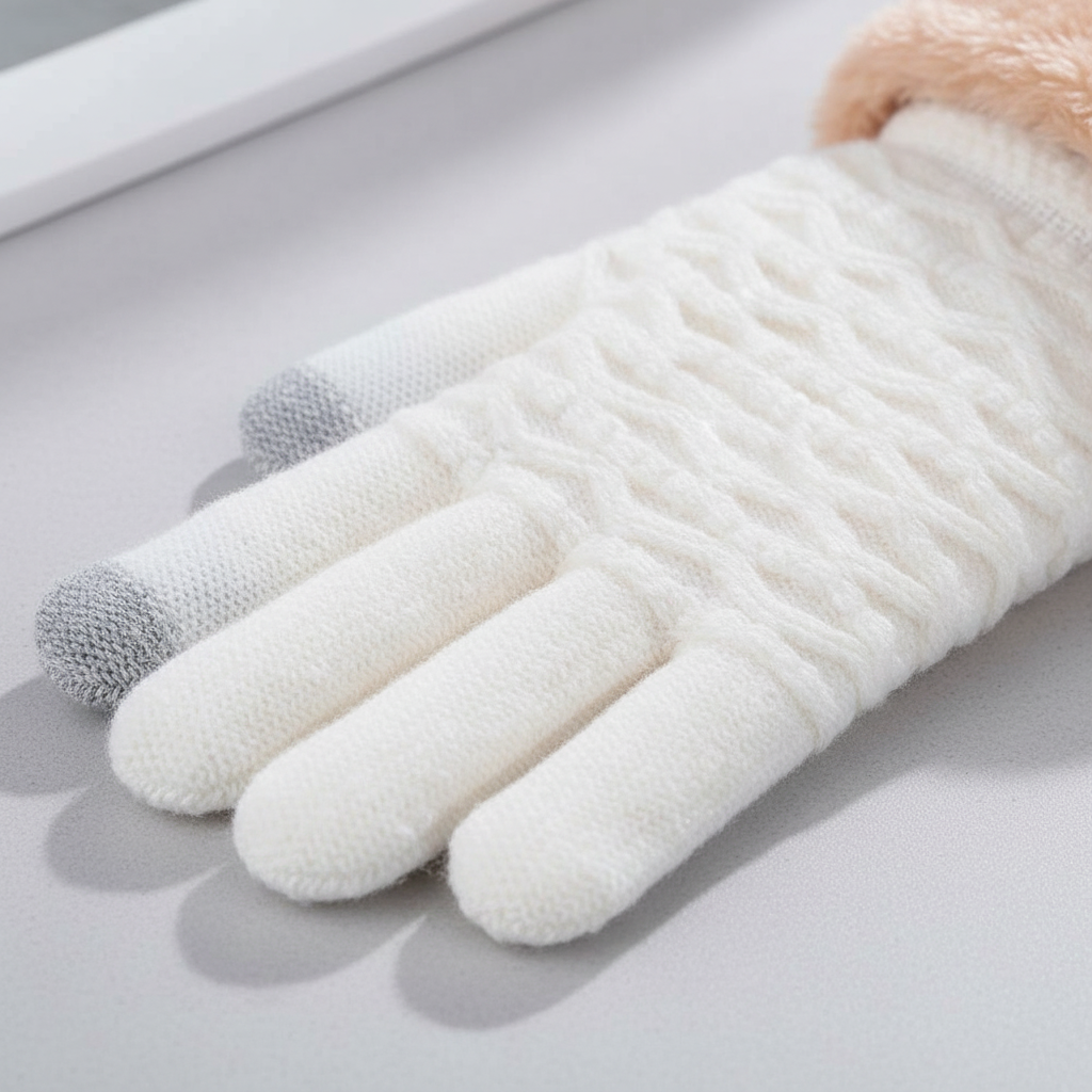 Gebreide handschoenen dames met touchscreen en kabelpatroon 13
