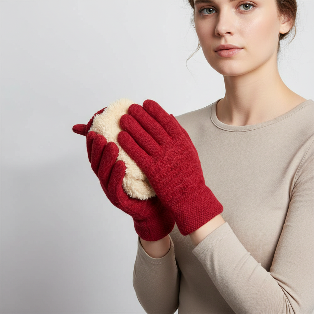Gebreide handschoenen dames met touchscreen en kabelpatroon 8