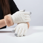 Gebreide handschoenen dames met touchscreen en kabelpatroon 9
