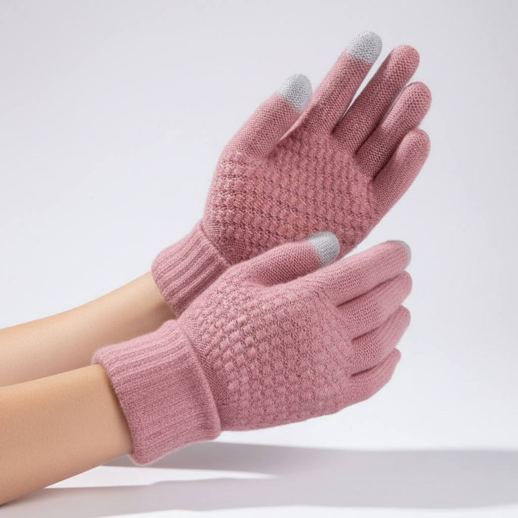 Gebreide handschoenen dames met touchscreen en voering 3