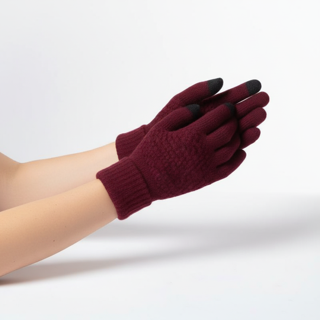 Gebreide handschoenen dames met touchscreen en voering 6