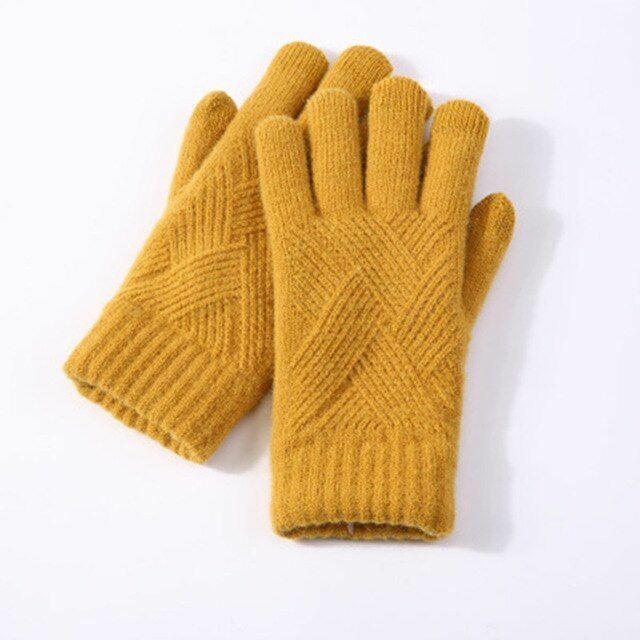 Gebreide handschoenen dames van wol en katoen 2