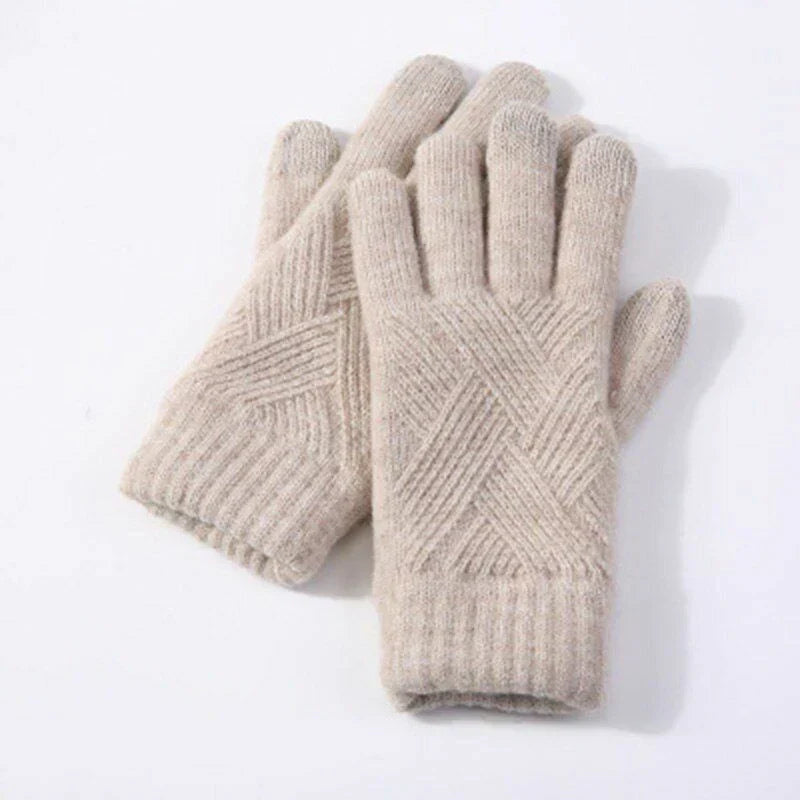 Gebreide handschoenen dames van wol en katoen 6