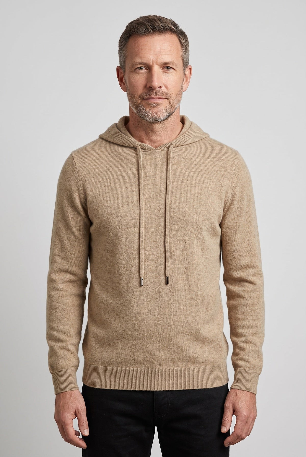 Gebreide hoodie heren met capuchon en trekkoord 1