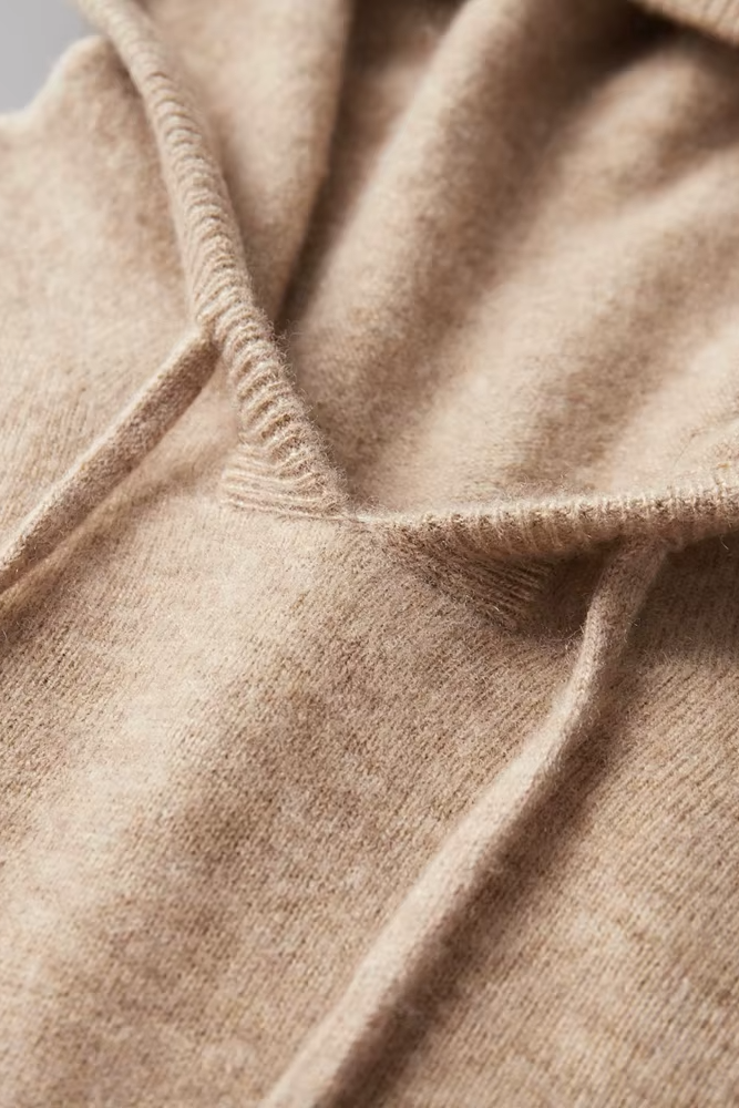Gebreide hoodie heren met capuchon en trekkoord 4