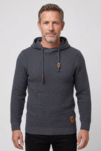 Gebreide hoodie heren met capuchon en wafelstructuur 1