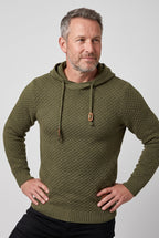 Gebreide hoodie heren met capuchon en wafelstructuur 2