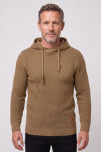 Gebreide hoodie heren met capuchon en wafelstructuur 3