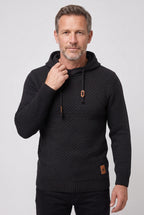 Gebreide hoodie heren met capuchon en wafelstructuur 4