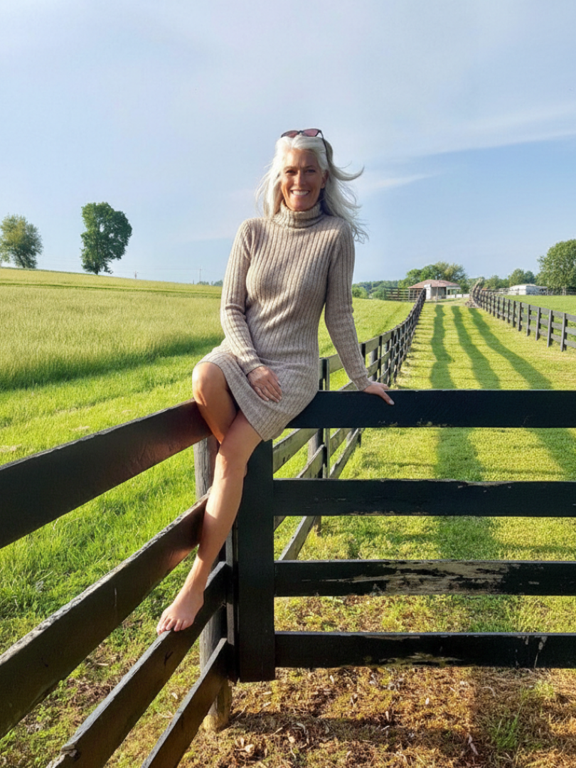 Gebreide jurk dames met col en lange mouwen 6
