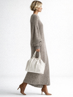 Gebreide jurk dames oversized maxi met ronde hals 5