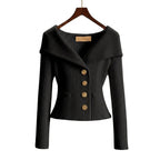Geribd vest dames met off-shoulder kraag en sierknopen 4