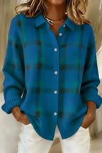 Geruit vest dames gebreid met retro print en oversized pasvorm 6