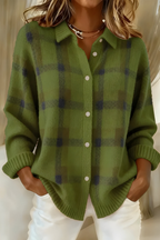 Geruit vest dames gebreid met retro print en oversized pasvorm 7