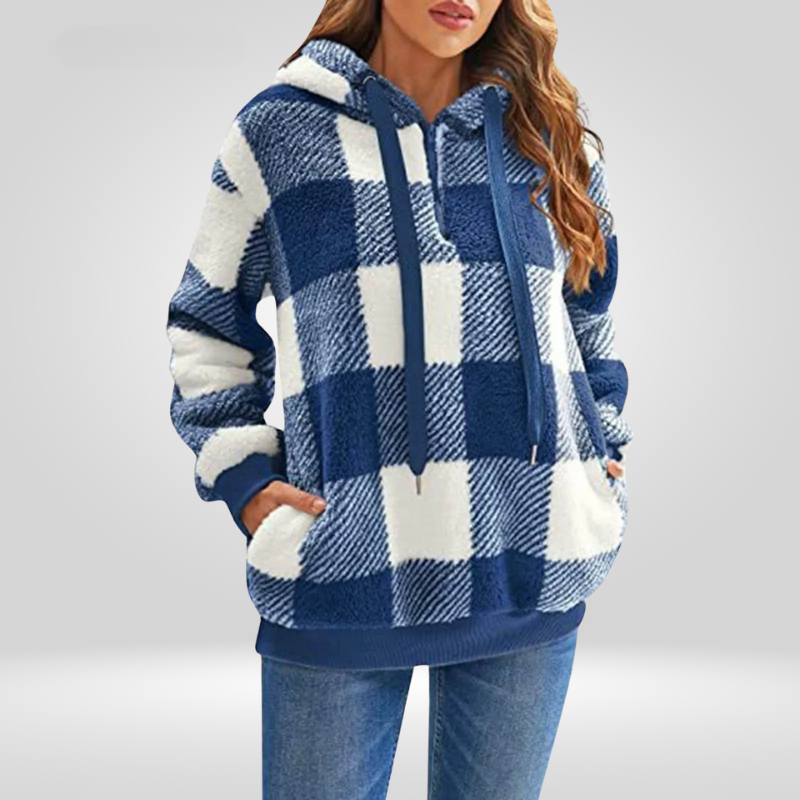 Geruite gevoerde hoodie dames met capuchon 1