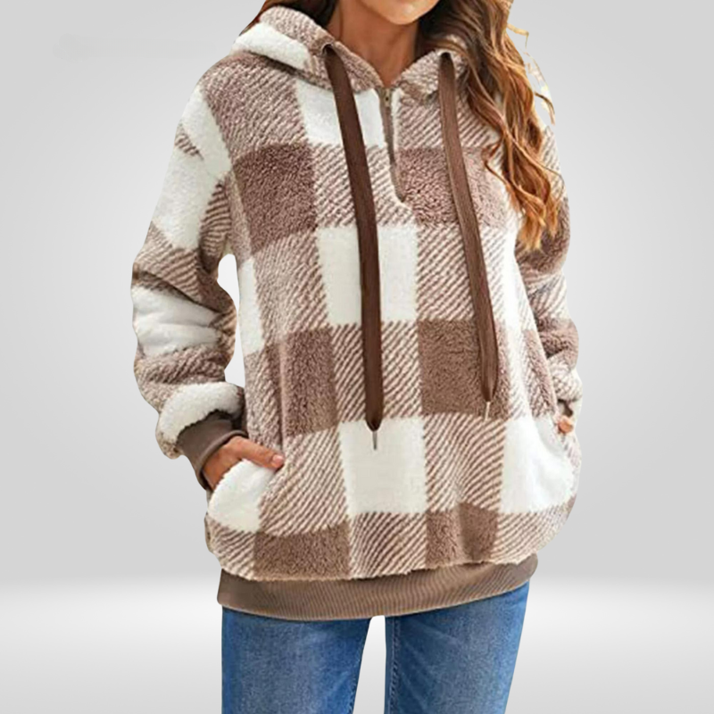 Geruite gevoerde hoodie dames met capuchon 2