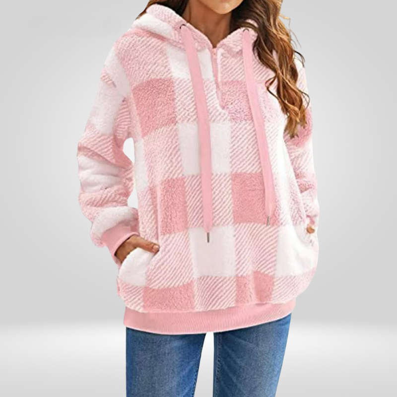 Geruite gevoerde hoodie dames met capuchon 3