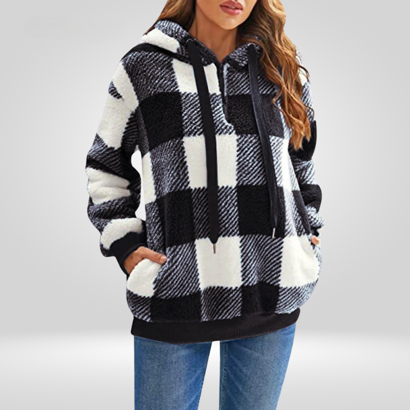Geruite gevoerde hoodie dames met capuchon 7
