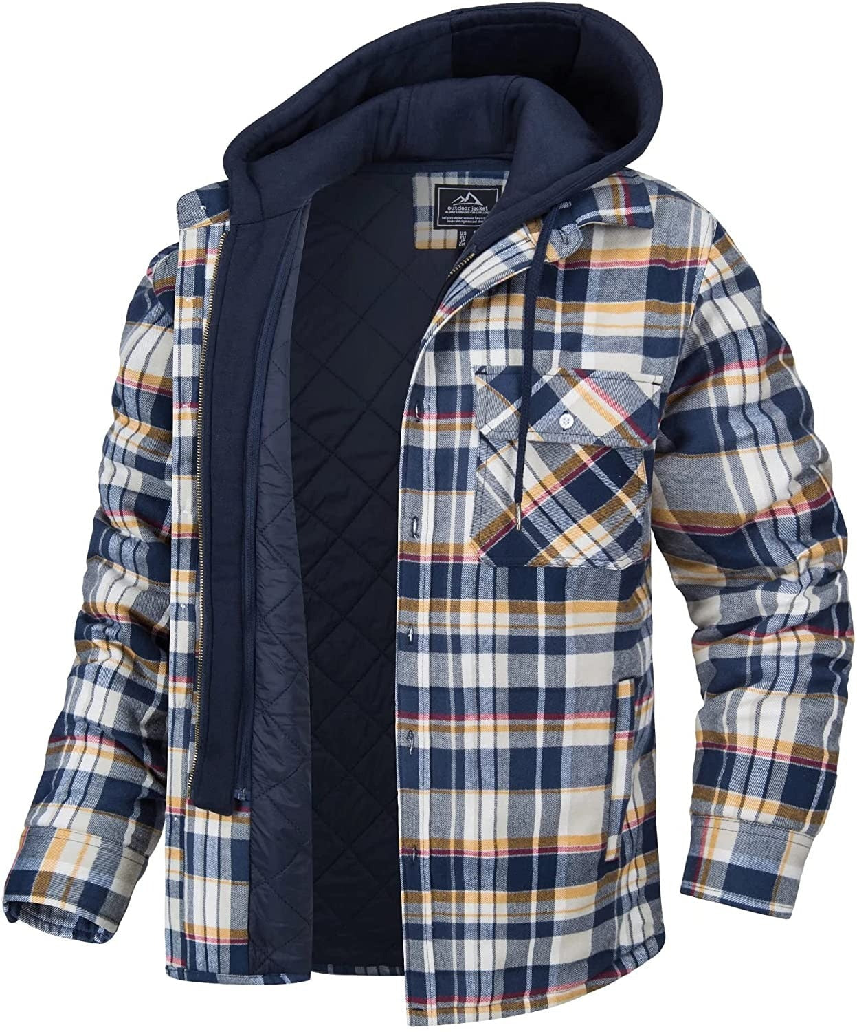 Geruite winterjas heren met capuchon en warme voering 1