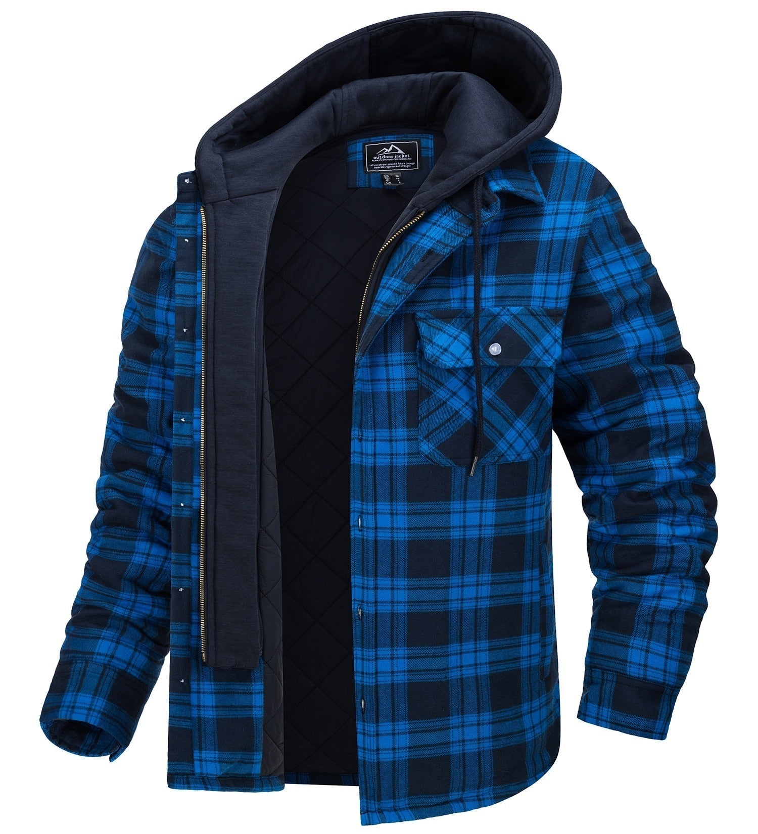 Geruite winterjas heren met capuchon en warme voering 2