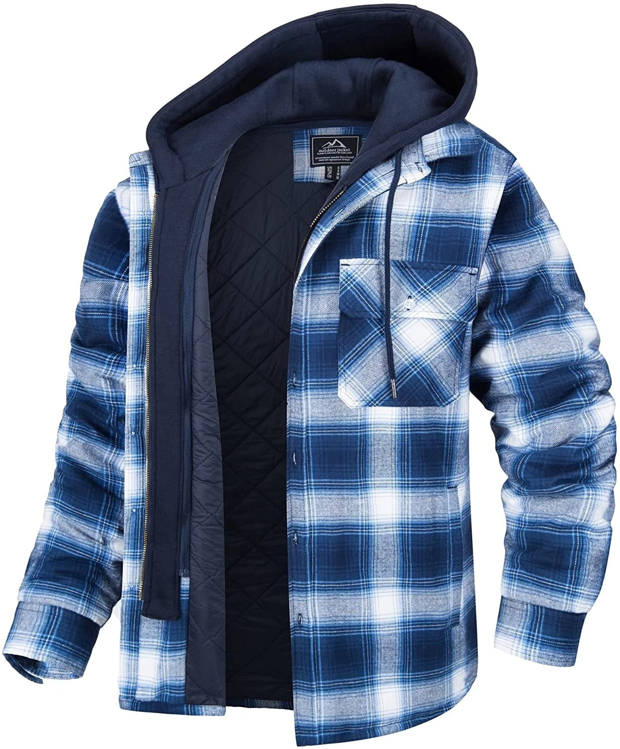 Geruite winterjas heren met capuchon en warme voering 3