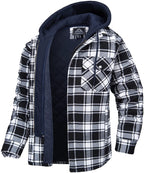 Geruite winterjas heren met capuchon en warme voering 4