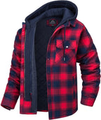 Geruite winterjas heren met capuchon en warme voering 5