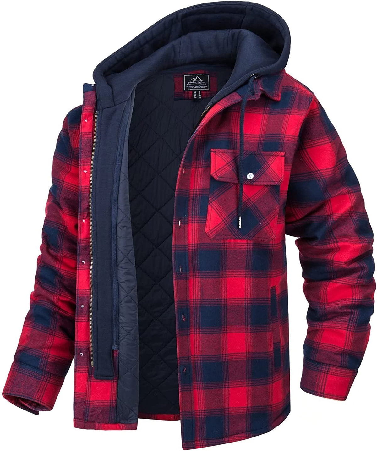 Geruite winterjas heren met capuchon en warme voering 5