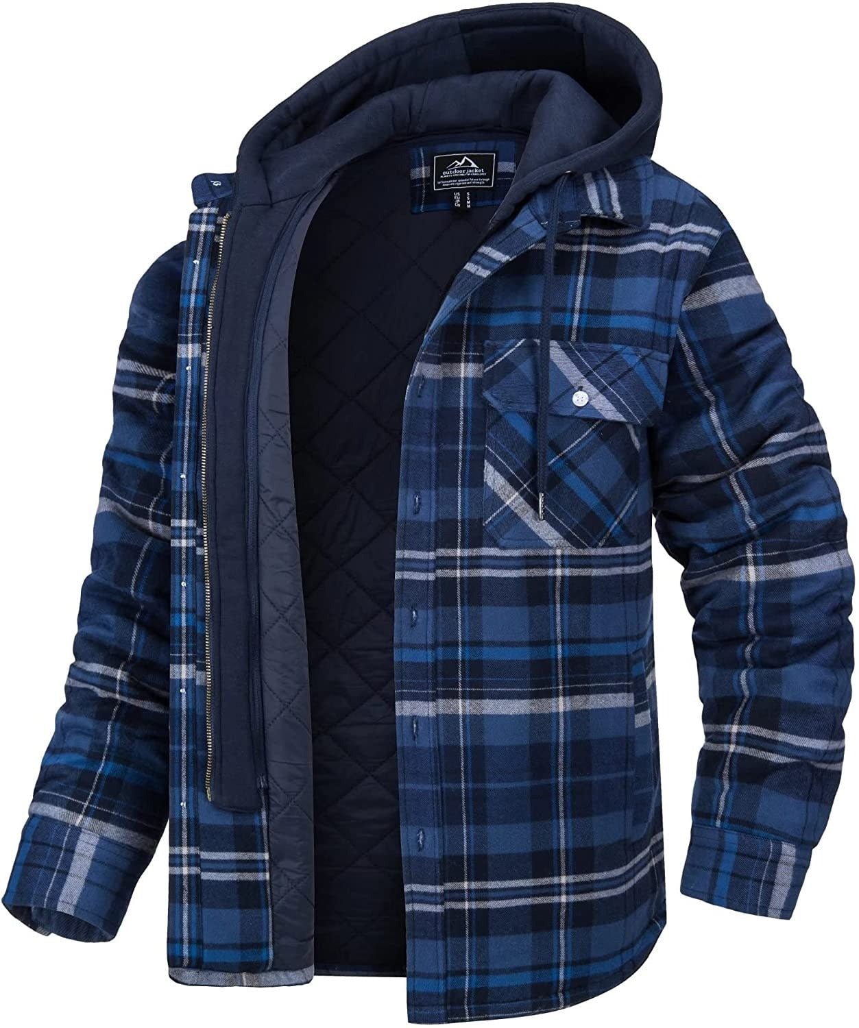 Geruite winterjas heren met capuchon en warme voering 6