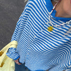 Gestreepte cardigan dames met knopen, opstaande kraag en lange mouwen 8