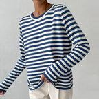 Gestreepte sweater dames met losse pasvorm voor dagelijks gebruik 1