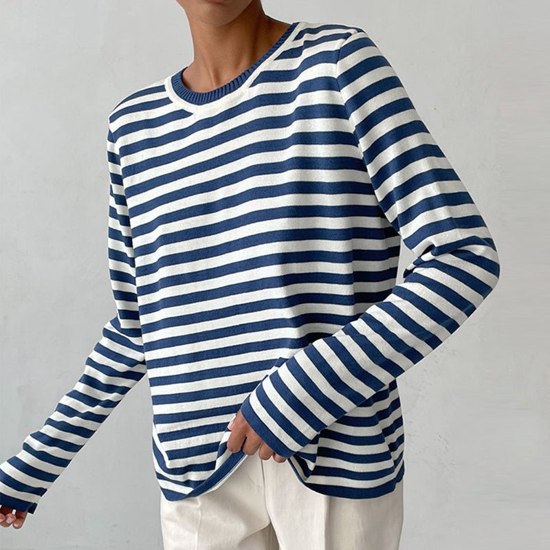 Gestreepte sweater dames met losse pasvorm voor dagelijks gebruik 1