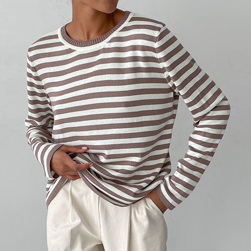 Gestreepte sweater dames met losse pasvorm voor dagelijks gebruik 2