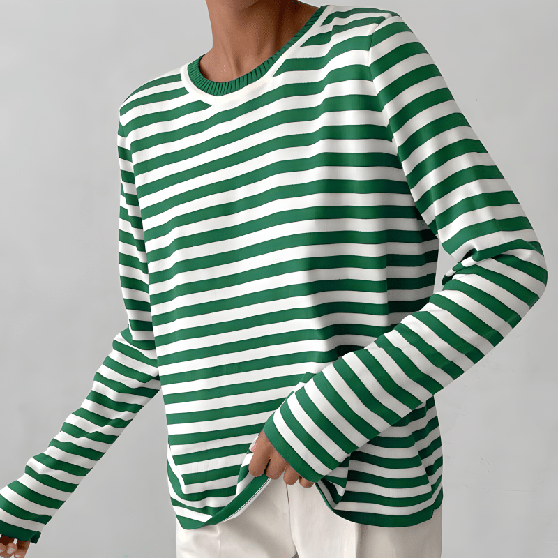 Gestreepte sweater dames met losse pasvorm voor dagelijks gebruik 3