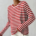 Gestreepte sweater dames met losse pasvorm voor dagelijks gebruik 4