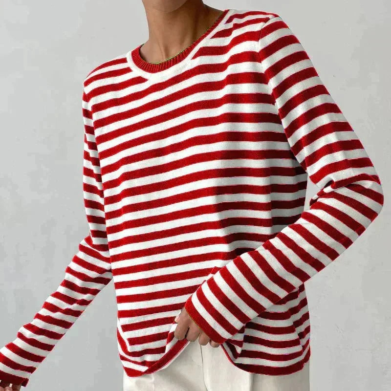 Gestreepte sweater dames met losse pasvorm voor dagelijks gebruik 4
